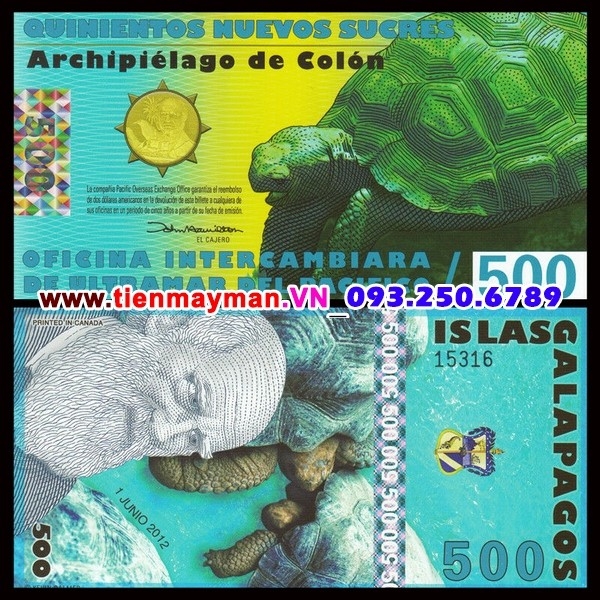Tiền giấy Galapagos Islands 500 Sucres 2012 UNC polymer