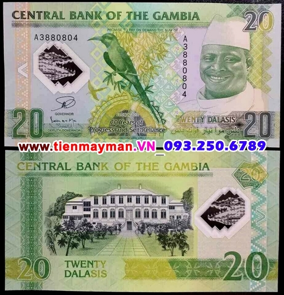 Tiền giấy Gambia 20 Dalasis 2015 UNC polymer