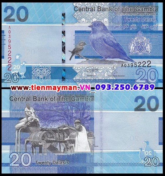 Tiền giấy Gambia 20 Dalasis 2019 UNC