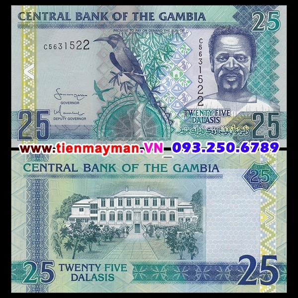 Tiền giấy Gambia 25 Dalasis 2012 UNC