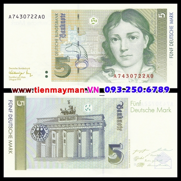  Tiền giấy Germany 5 Mark 1991 UNC