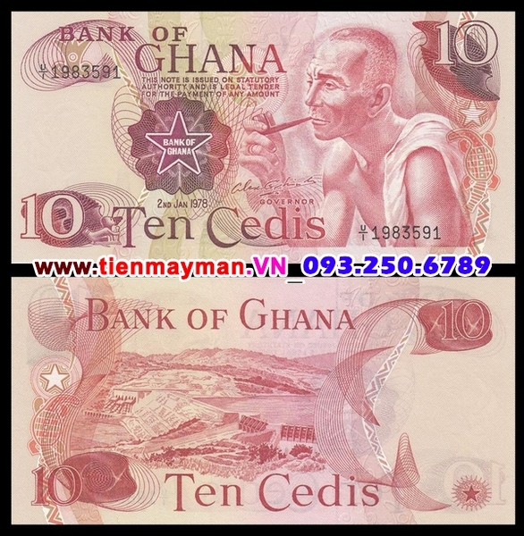 Tiền giấy Ghana 10 Cedis 1978 UNC