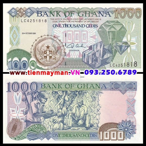 Tiền giấy Ghana 1000 Cedis 2003 UNC