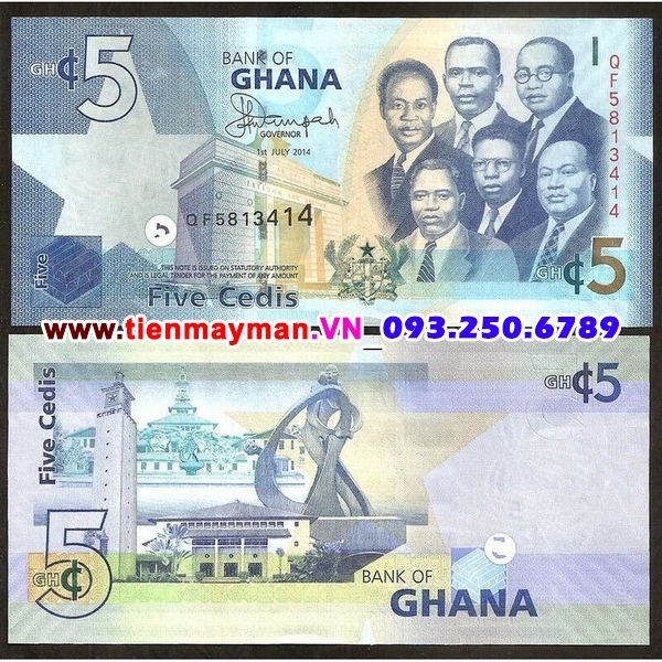 Tiền giấy Ghana 5 Cedis 2014 UNC