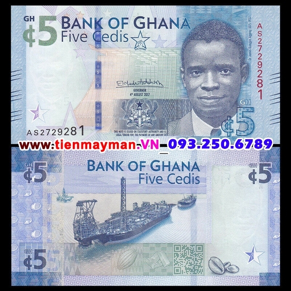 Tiền giấy Ghana 5 Cedis 2017 UNC