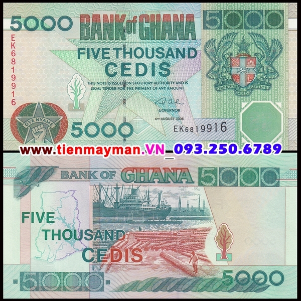 Tiền giấy Ghana 5000 Cedis 2003 UNC