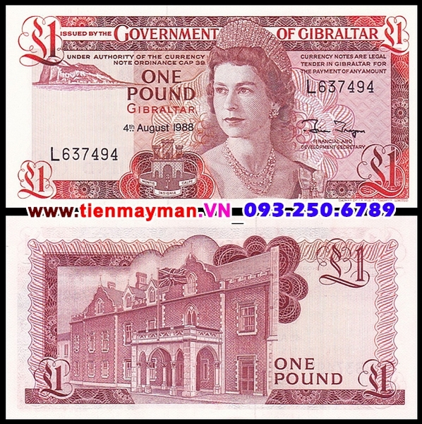 Tiền giấy Gibraltar 1 Pound 1988 UNC