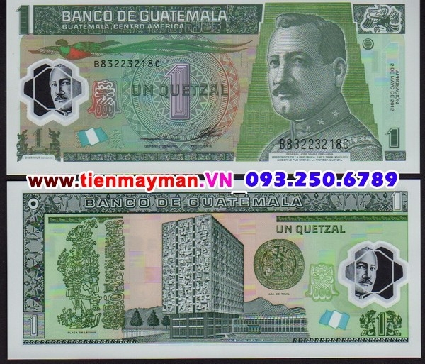 Tiền giấy Guatemala 1 Quetzales 2011 UNC polymer