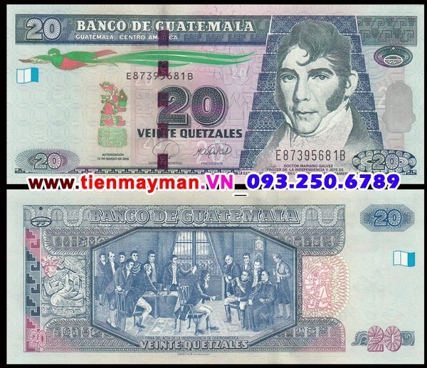 Tiền giấy Guatemala 20 Quetzales 2008 UNC