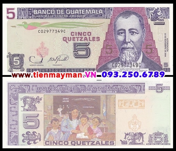 Tiền giấy Guatemala 5 Quetzales 2003 UNC