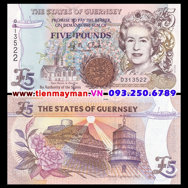 Tiền giấy Guernsey 5 Pound 1996 UNC