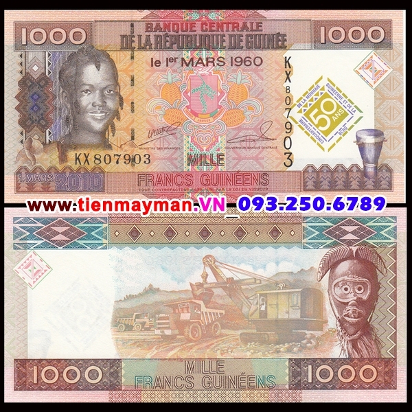 Tiền giấy Guinea 1000 Sylis 2010 UNC