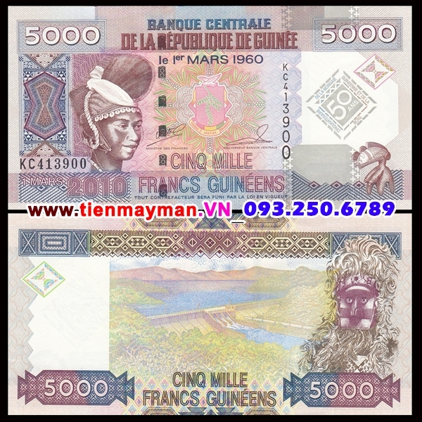 Tiền giấy Guinea 5000 Sylis 2012 UNC