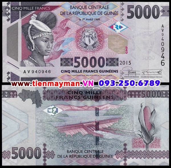 Tiền giấy Guinea 5000 Sylis 2015 UNC