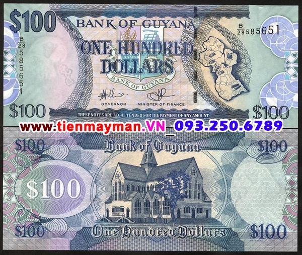 Tiền giấy Guyana 100 Dollar 2009 UNC