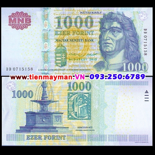 Tiền giấy Hungary 1000 Forint 2015 UNC