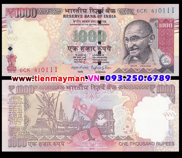 Tiền giấy India 1000 Rupee 2010 UNC