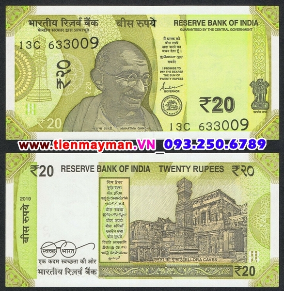 Tiền giấy India 20 Rupee 2019 UNC