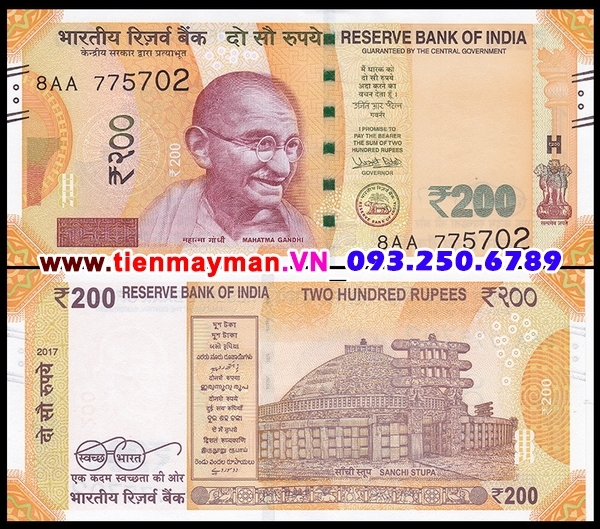 Tiền giấy India 200 Rupee 2017 UNC