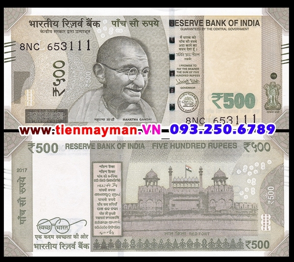 Tiền giấy India 500 Rupee 2017 UNC