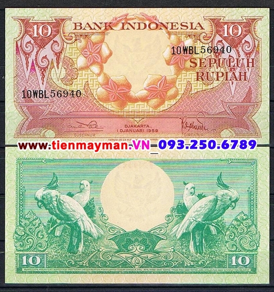 Tiền giấy Indonesia 10 Rupiah 1959 UNC
