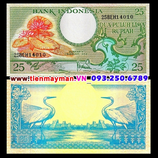Tiền giấy Indonesia 25 Rupiah 1959 UNC