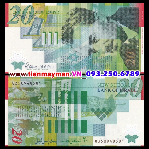 Tiền giấy Israel 20 Sheqels 2008 UNC polymer