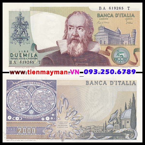 Tiền giấy Ý 2000 Lire 1983 UNC