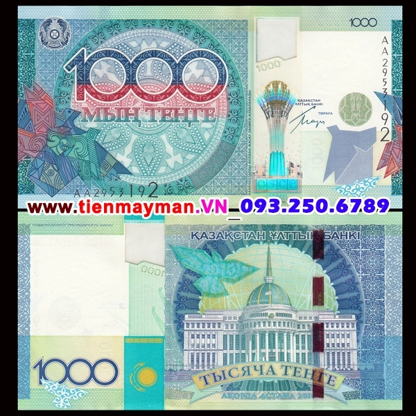 Tiền giấy Kazakhstan 1000 Tenge 2010 UNC hybrid