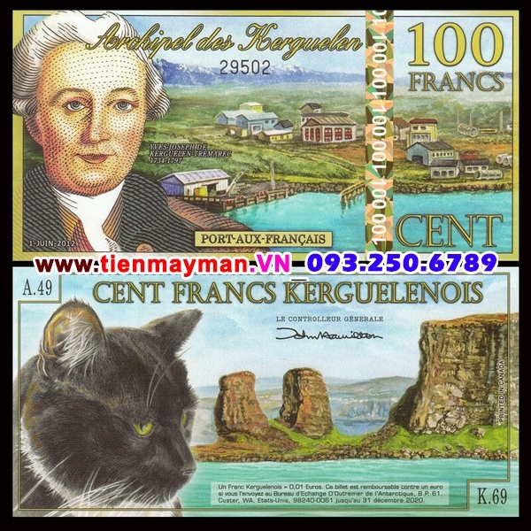 Tiền giấy Kerguelen Island 100 Francs 2012 UNC Polymer