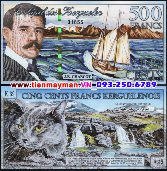 Tiền giấy Kerguelen Island 500 Francs 2011 UNC polymer