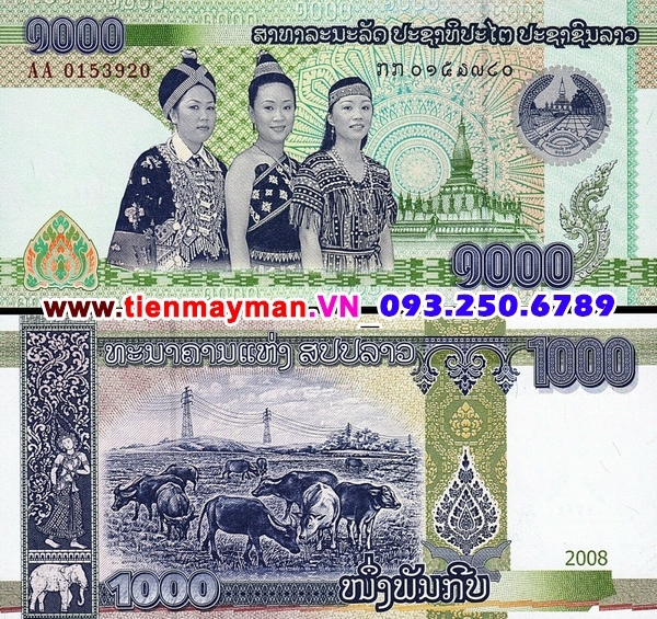 Tiền giấy Lào 1000 Kip 2008 UNC