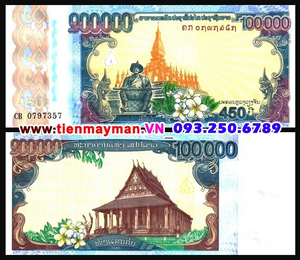 Tiền giấy Lào 100000 Kip 2010 UNC