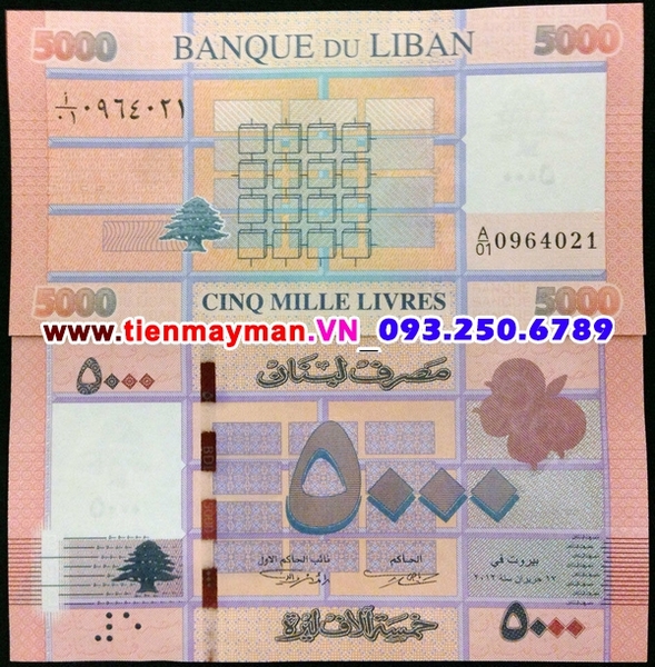 Tiền giấy Li băng 5000 Livres 2013 UNC