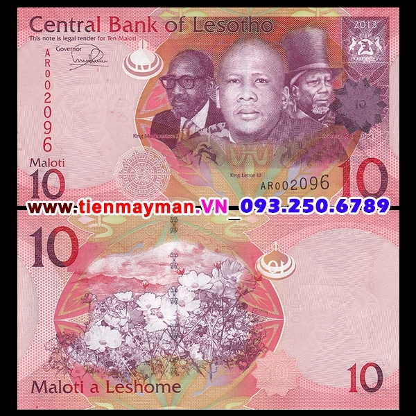 Tiền giấy Lesotho 10 Maloti 2013 UNC