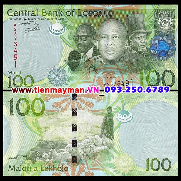 Tiền giấy Lesotho 100 Maloti 2013 UNC