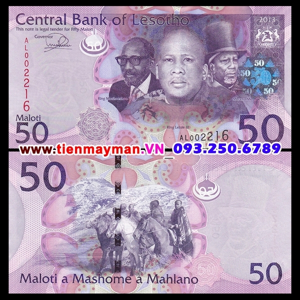 Tiền giấy Lesotho 50 Maloti 2013 UNC