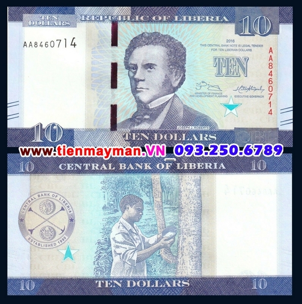 Tiền giấy Liberia 10 Dollar 2016 UNC