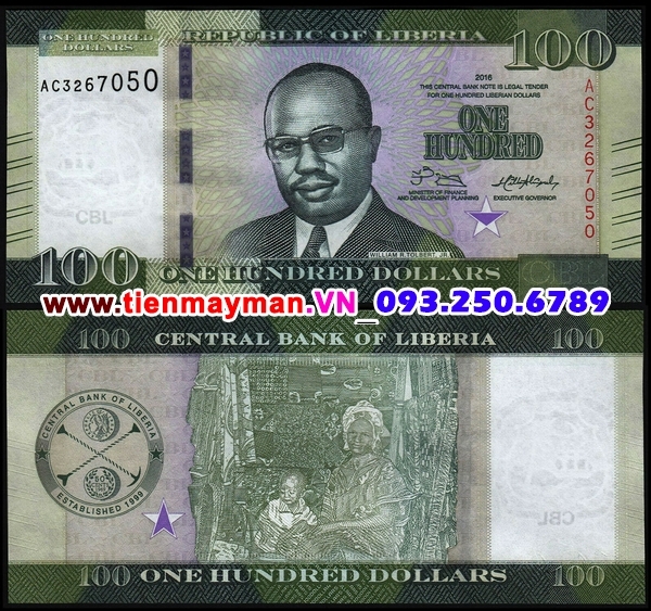 Tiền giấy Liberia 100 Dollar 2009 UNC