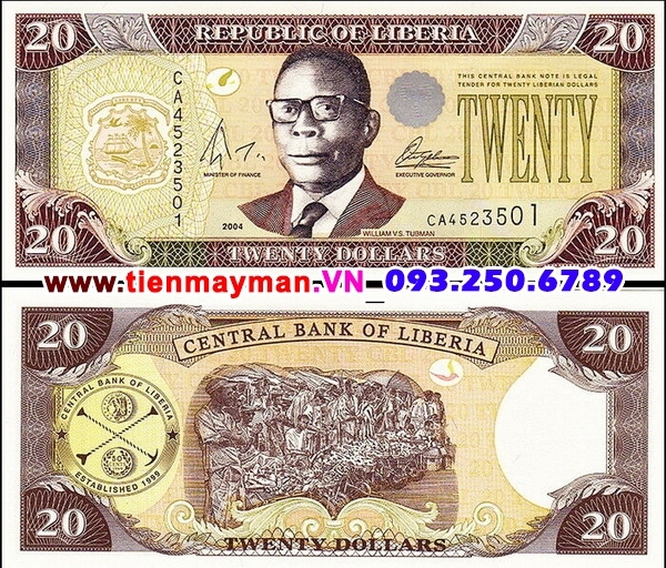 Tiền giấy Liberia 20 Dollar 2009 UNC