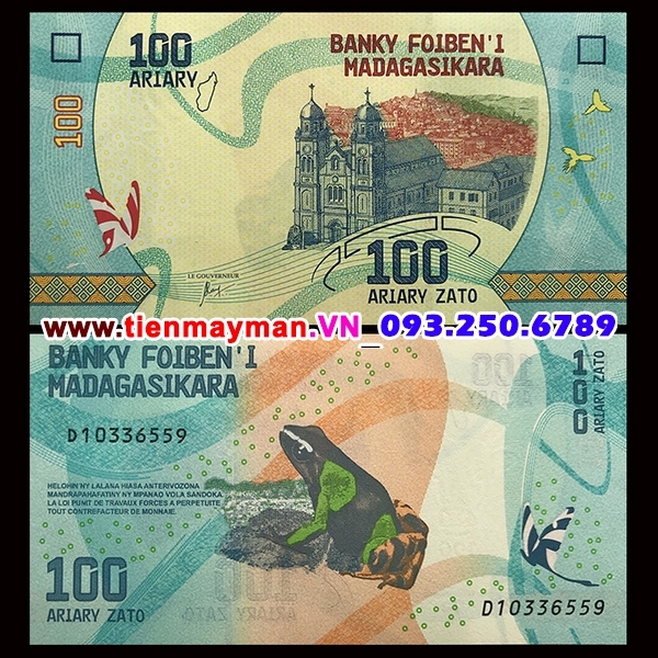 Tiền giấy Madagascar 100 Ariary 2017 UNC