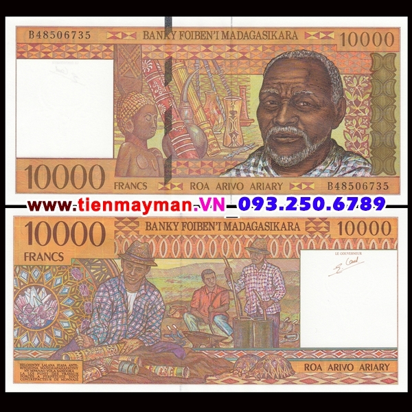 Tiền giấy Madagascar 10000 Francs 1995 UNC
