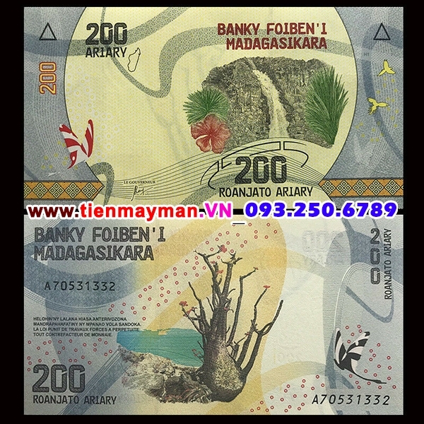 Tiền giấy Madagascar 200 Ariary 2017 UNC