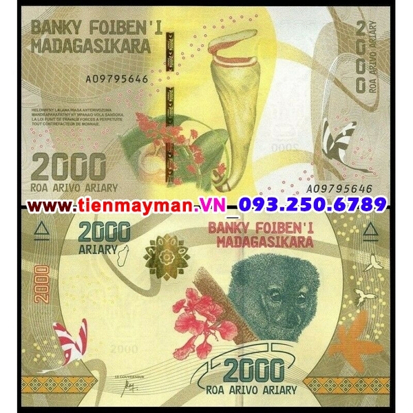 Tiền giấy Madagascar 2000 Ariary 2017 UNC