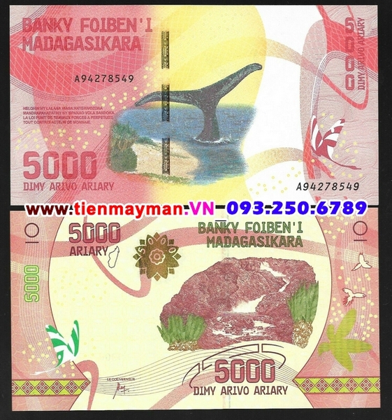 Tiền giấy Madagascar 5000 Ariary 2017 UNC