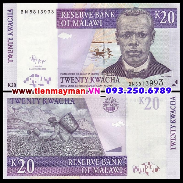 Tiền giấy Malawi 20 kwacha 2007 UNC