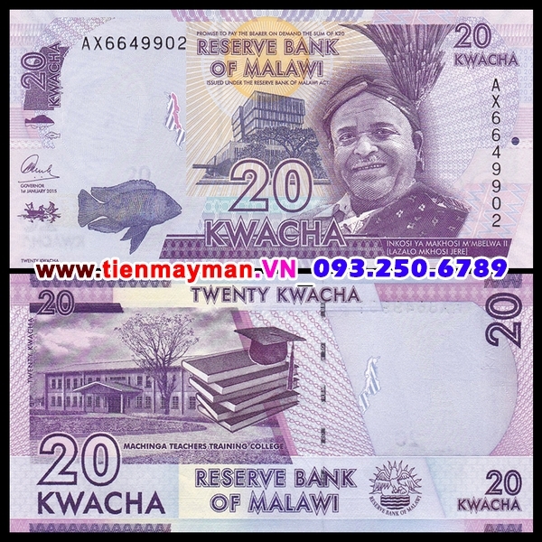 Tiền giấy Malawi 20 Kwacha 2016 UNC