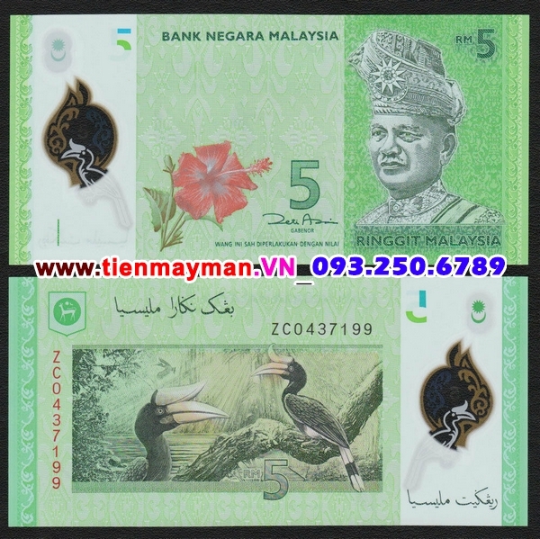 Tiền giấy Malaysia 5 Ringgit 2004 UNC polymer