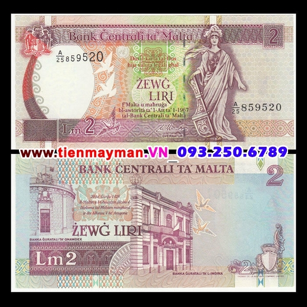 Tiền giấy Malta 2 Liri 1994 UNC
