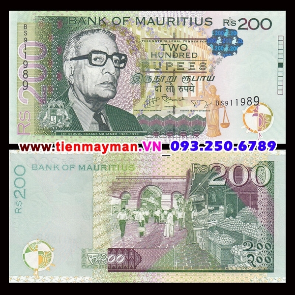 Tiền giấy Mauritius 200 Rupees 2013 UNC
